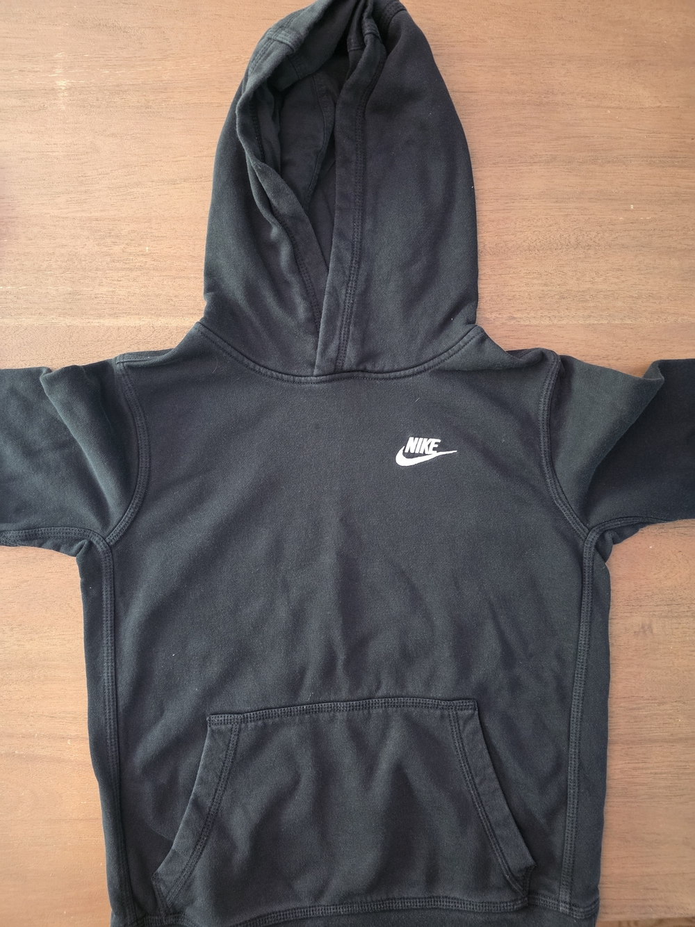 Nike Kids Black Hoodie with White Swoosh - Size Large